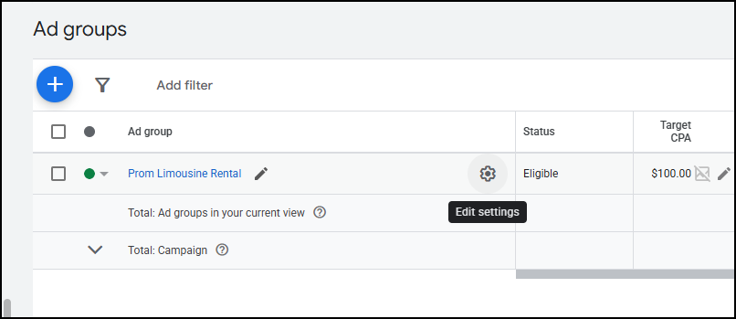 Hidden gear icon appears