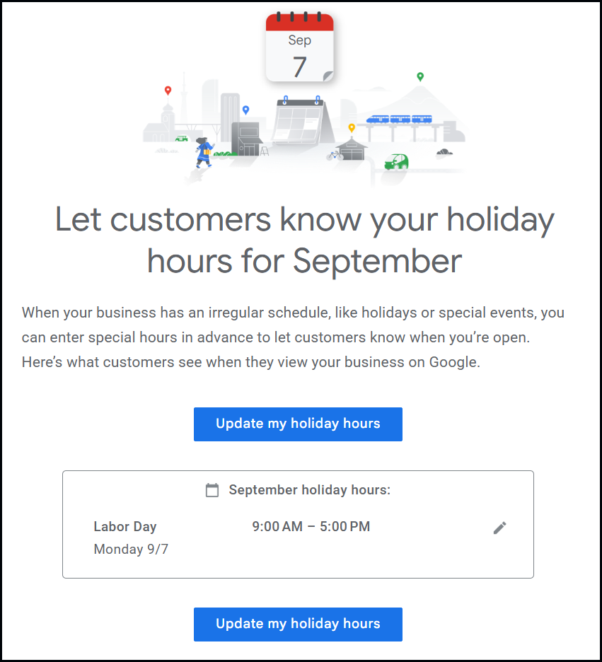 Google Holiday Hours Update Email
